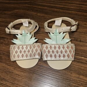 Janie and Jack Pineapple Sandals - Cream and Mint Infant Size 4